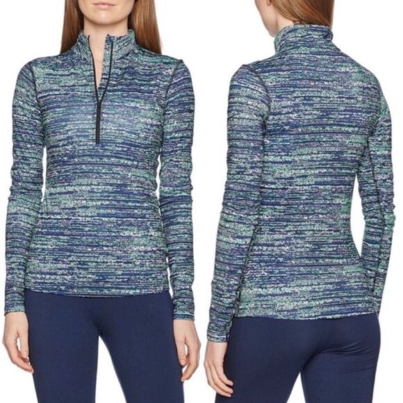 NIKE | PRO Dri Fit Blue Print Half Zip Pullover Long Sleeve Top Women’s Size S - Picture 1 of 9